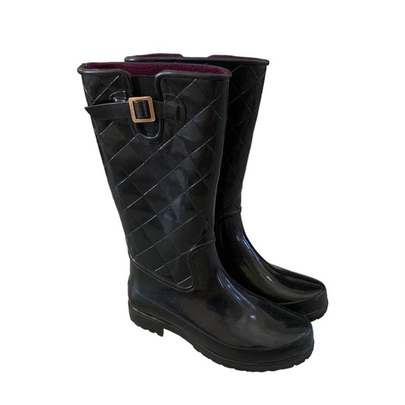 Sperry Shoes - Sperry Black Pelican Quilted Fleece Lined Waterproof Rubber Rain Boots Size 8